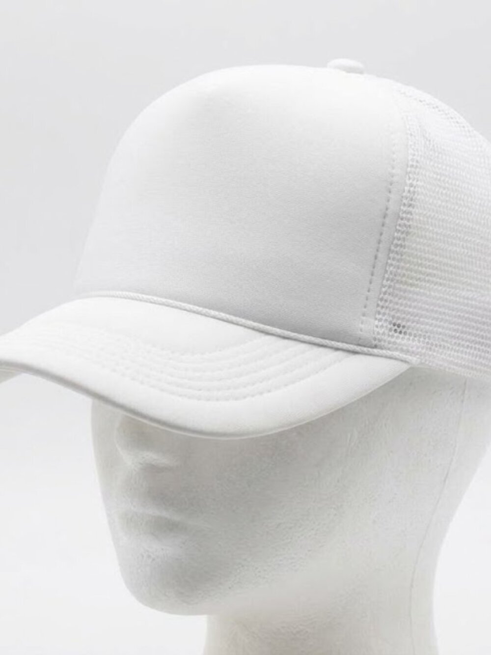 White Mesh Trucker Cap | Adjustable Snapback Baseball Hat